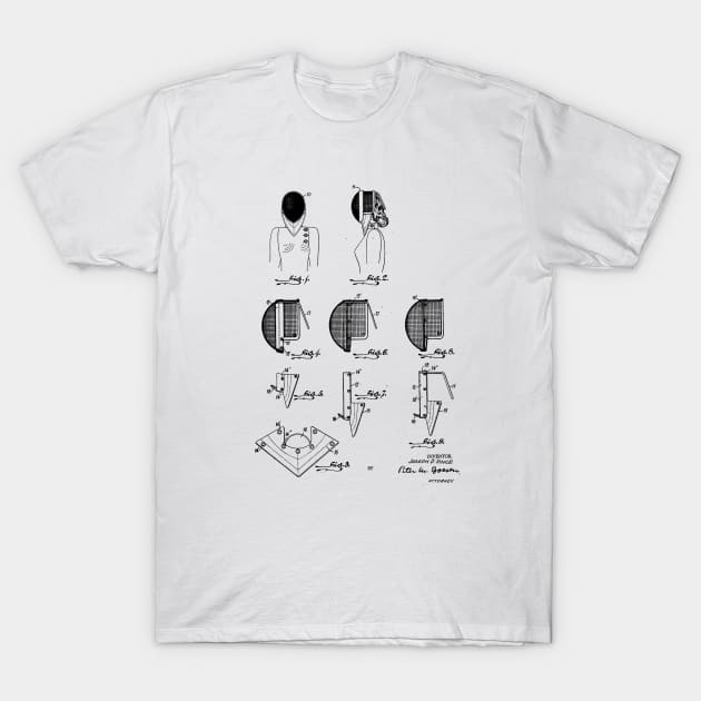 Fencing Mask Vintage Patent Hand Drawing T-Shirt by TheYoungDesigns